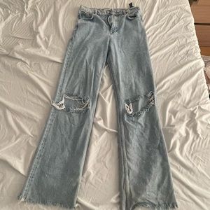 Zara Ripped Jeans Wide Leg
